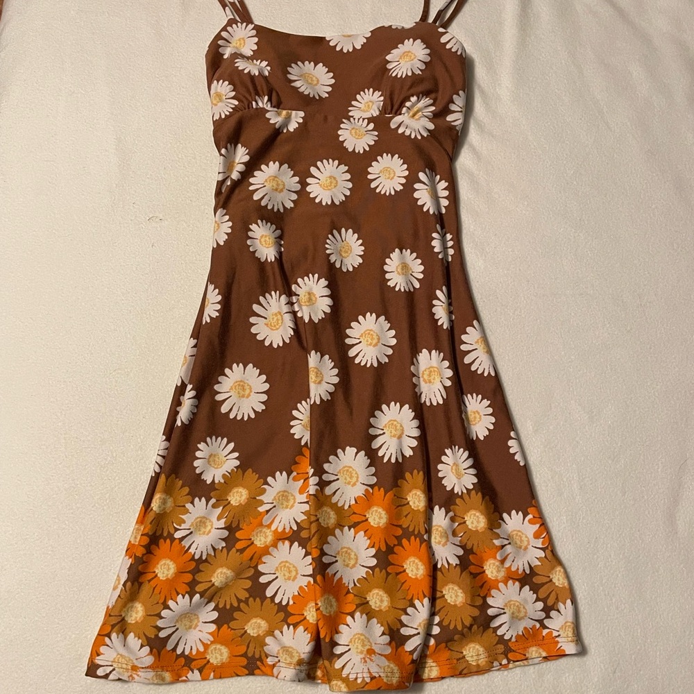 Altar'd State Brown and White Floral Dress